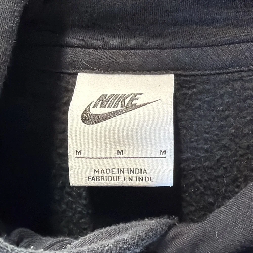 Nike Hoodie Youth M Black With White Swoosh Grey Logo Kids Pullover Sweatshirt